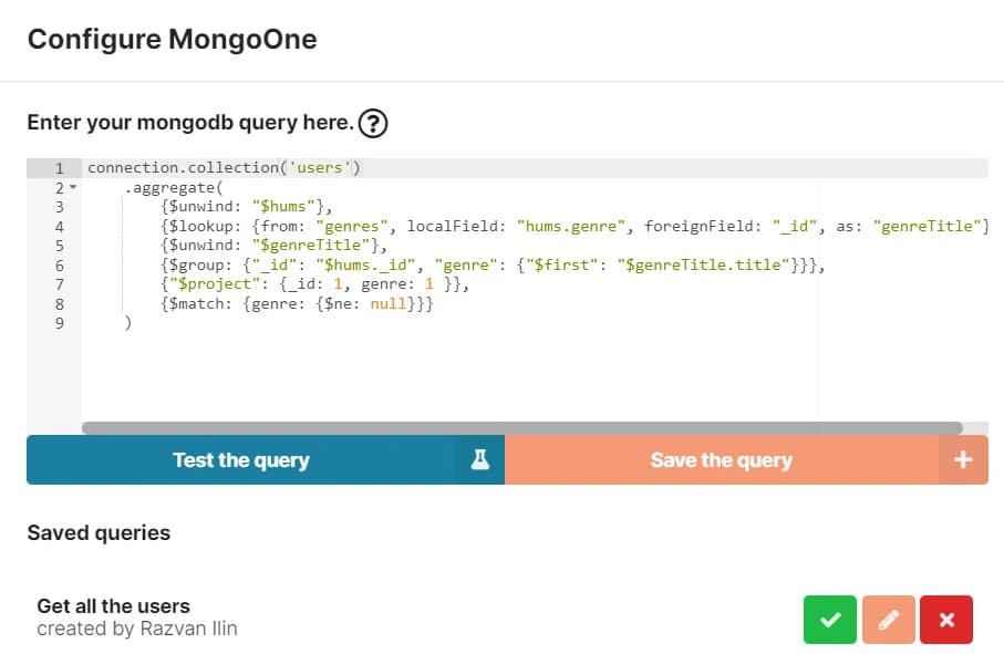 Query MongoDB database and create charts