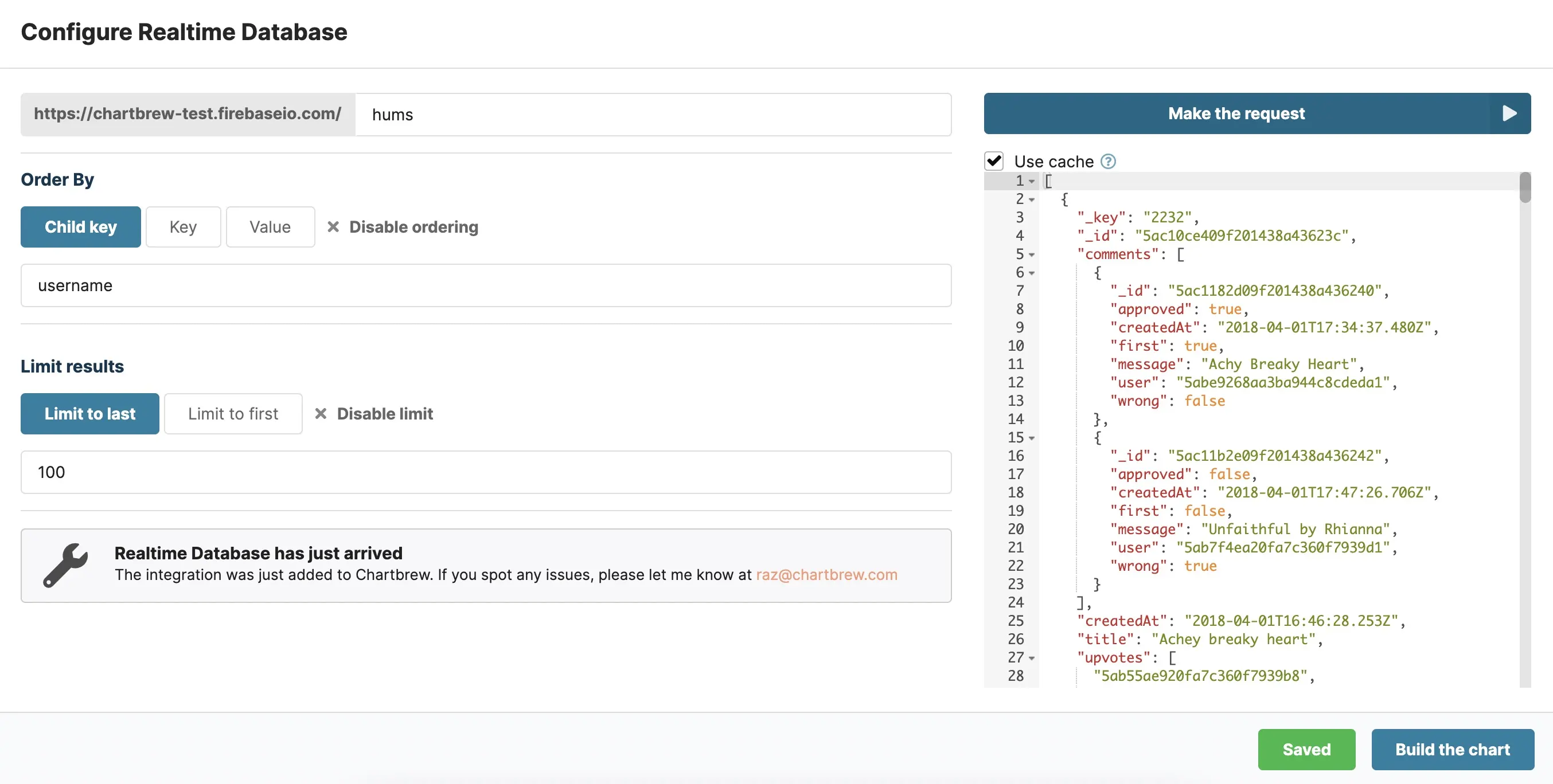 Realtime Database data visualization